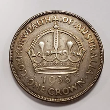 1938 Australia Crown .925 Silver .841 ASW - KM34 - SKU-Q2696