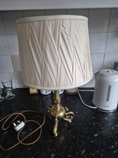 Antique c1910-1930 Art Nouveau Brass Table Lamp  with a white shade 