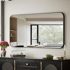 Black, 26" x 38" Rectangular Aluminum Alloy Frame Wall Mounted Bathroom Mir