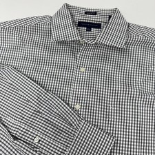 Tommy Hilfiger Shirt Mens 16.5 32/33 White Check Button Front Long Sleeve