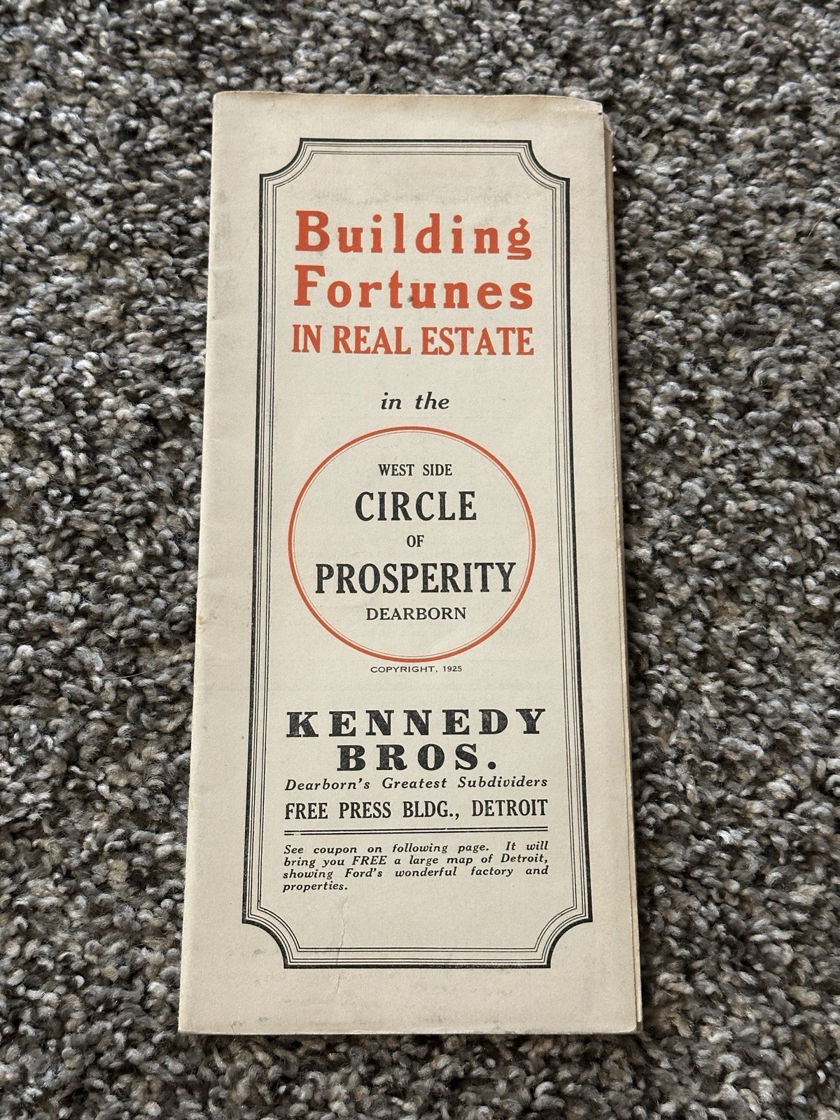1925 Kennedy Bros Real Estate Road Map: Detroit Dearborn &Amp; The Rouge District