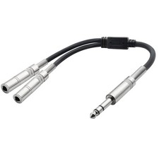 Dual Female TRS Stereo Splitter Y Cable 1/4 Inch 38cm