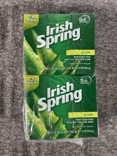 Irish Spring Original Aloe Deodorant Bar Soap 3.7 Oz 6 Bars Pack Healthy Skin - Picture 1 of 5