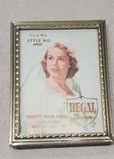 Vtg Mini Regal Photo Picture Frame Ornate Embossed Gold-Tone Metal Brass 3x4"