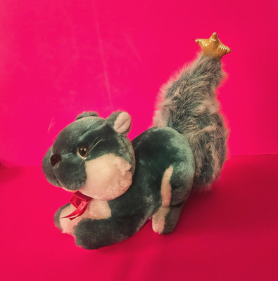 Vintage Applause Christmas Squirrel  Fir Plush Teal w/ Star on Tail 1986 13''
