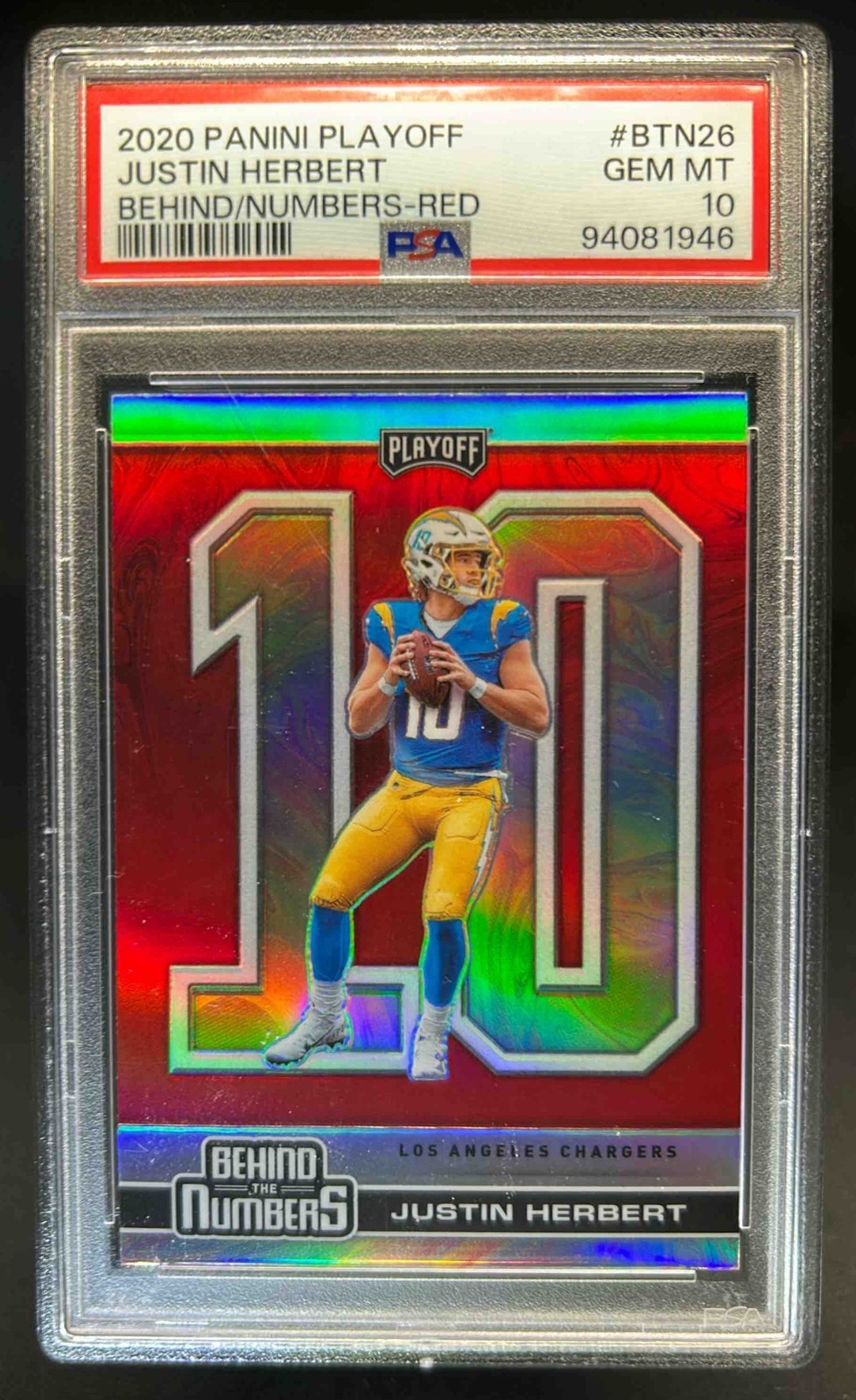 Justin Herbert Panini Playoff Behind the Numbers #BTN26 Red