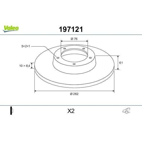 1X Bremsscheibe Valeo 197121 Passend FüR Hyundai KIA Hyundai (Beijing)-image
