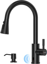 Matte Black Touchless Kitchen Faucet with Pull Down Sprayer  360  Swivel
