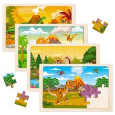Wooden Puzzles for Kids Ages 3-5,4 Packs 24 pieces