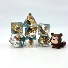 Sage's Chipmunk Familiar Resin Polyhedral Dice Set & Figurine | Cute D&D Dice