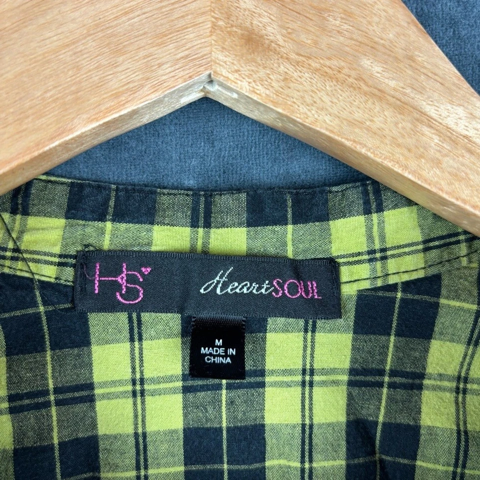 PAQUETE HeartSoul Amarillo/Negro Manga Abullonada a Cuadros y Verde Top Utilitario ambos Talla M ** Foto 4 de 4