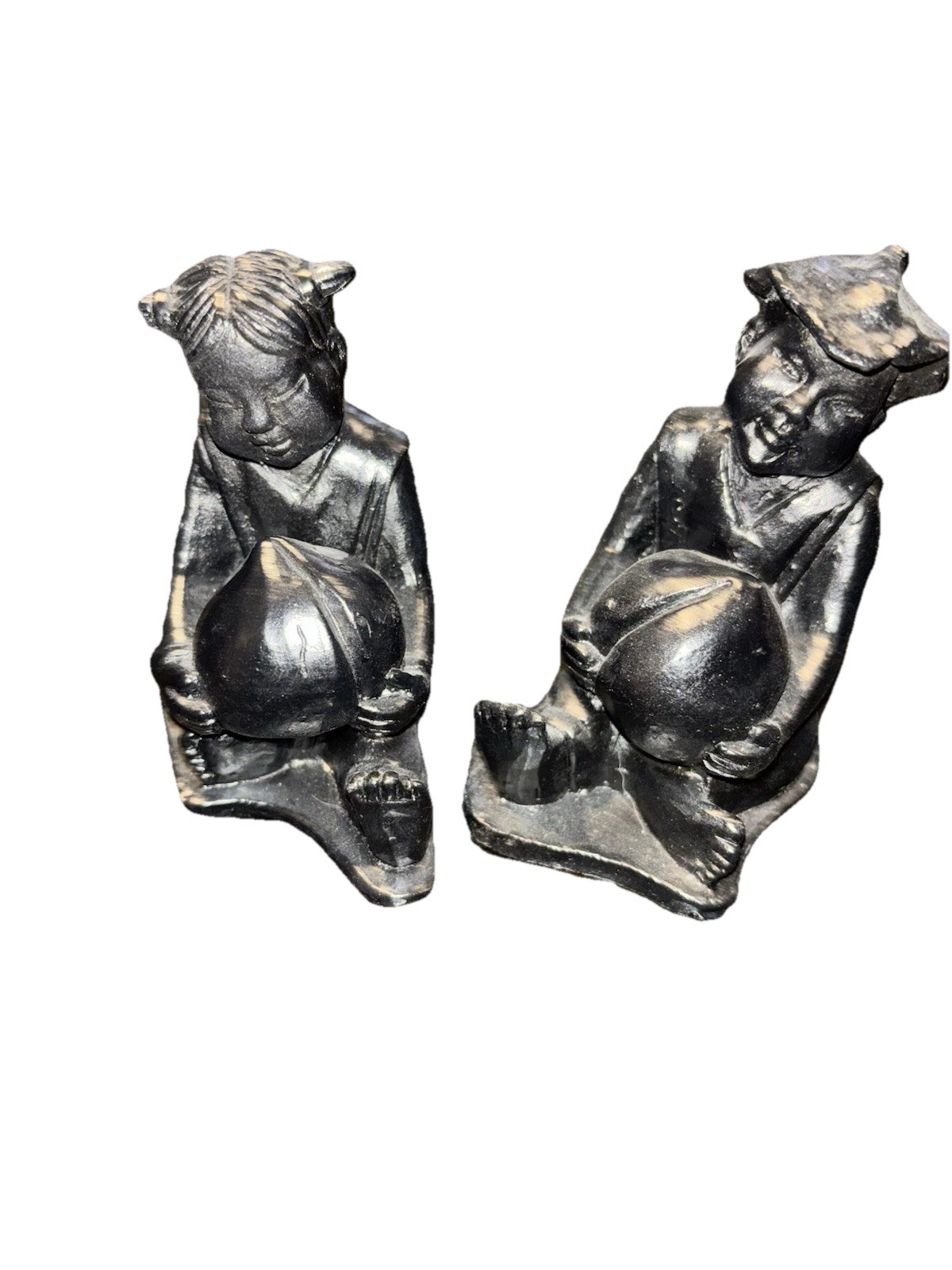 Vintage Cast Iron Boy And Girl Candle Holder 