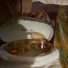 Christian Dior Shield Sunglasses Gold Metal Frame Brown Gradient Lens UV400