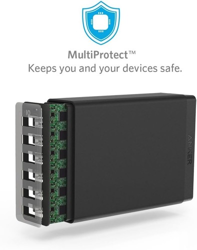 Multi USB Charger, Anker 60W Charging Station, 6-Port Family-Sized... - Picture 4 of 7