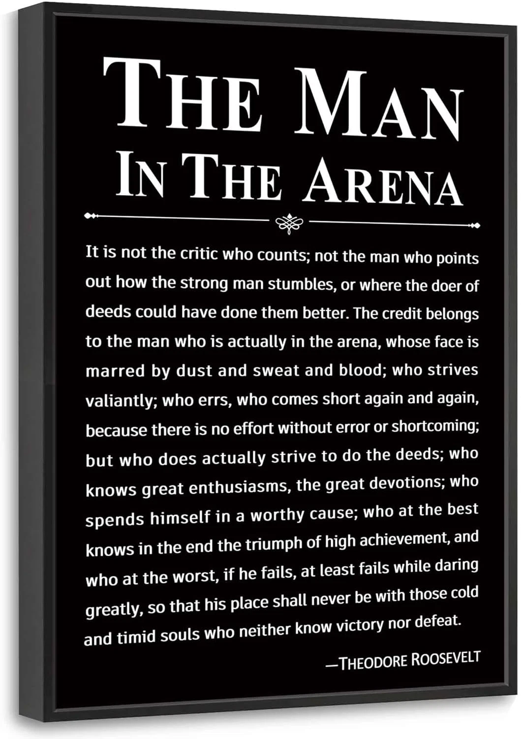 Office Wall Art Inspirational Decor the Man in the Arena Framed 12’’X16’’ Motiva