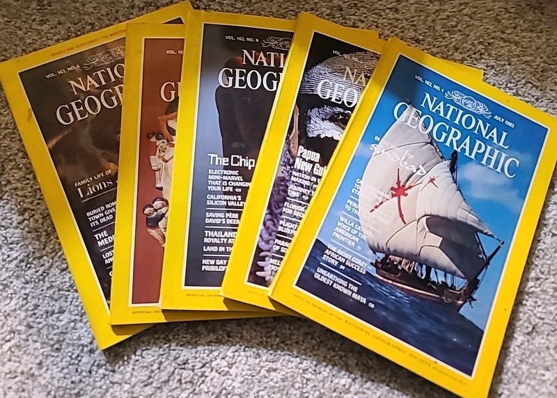 National Geographic Lot of 5 – 1982 Issues (Jul, Aug, Oct, Nov, Dec) – Clean,...