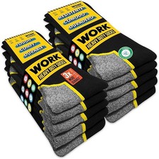 Soxco- 10 Pairs Men’s WORK Socks Black Crew Length-XL