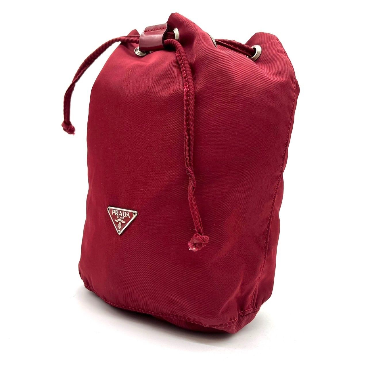 PRADA Handbag Pouch Drawstring Triangle Plate Nyl… - image 1