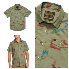 Howler Bros H Bar B Shirt Mens Medium Pearl Snap Vision Quest Olive Green NWOT