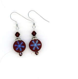 Mulberry metallica snowflake Czech glass/crystal artisan earrings Birdsongjewelr