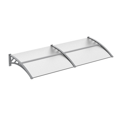 Türvordach Markise silber 200x75x23cm Polycarbonat klar gebogen UV Schild Einstieg