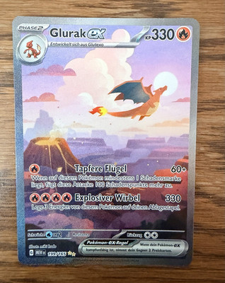 Pokémon TCG Glurak ex 199/165 Deutsch Full Art Foil   KP 330 (151)
