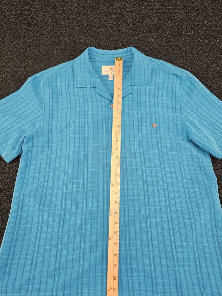 Camisa de campamento hawaiana grande azul Rayón Island Shores manga corta abotonada playa Foto 2 de 4