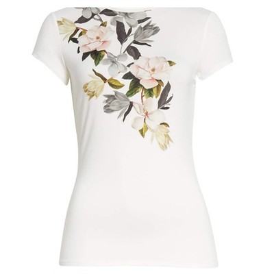 Ted Baker London TORINA Opal Floral Magnolia Blossoms Graphic Tee Shirt Top 00 W