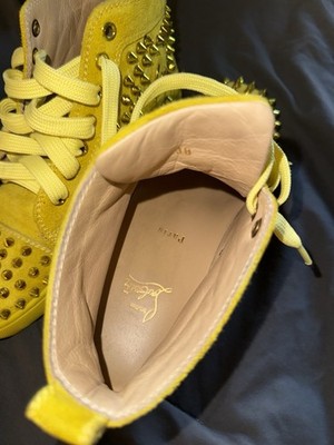Christian Louboutin Louis Yellow Suede Gold Spike High Top  display picture 2