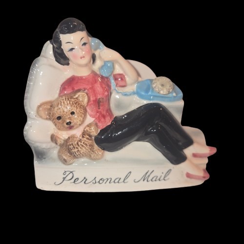 Vintage Enesco Ceramic Mail Holder/Desk Organizer Virtually Flawless