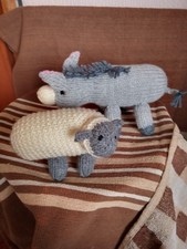 Handmade Knitted Donkey and Sheep to Add to Nativity Scene Christmas