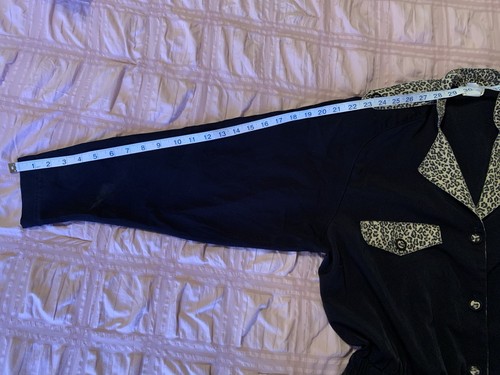 Vintage 80’s RIO Inc. Jumpsuit Romper Black with Cheetah Print Trim Accents Sz M - Picture 10 of 13