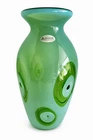Fenton International Green Opalescent Optic Dot Glass 9" Vase