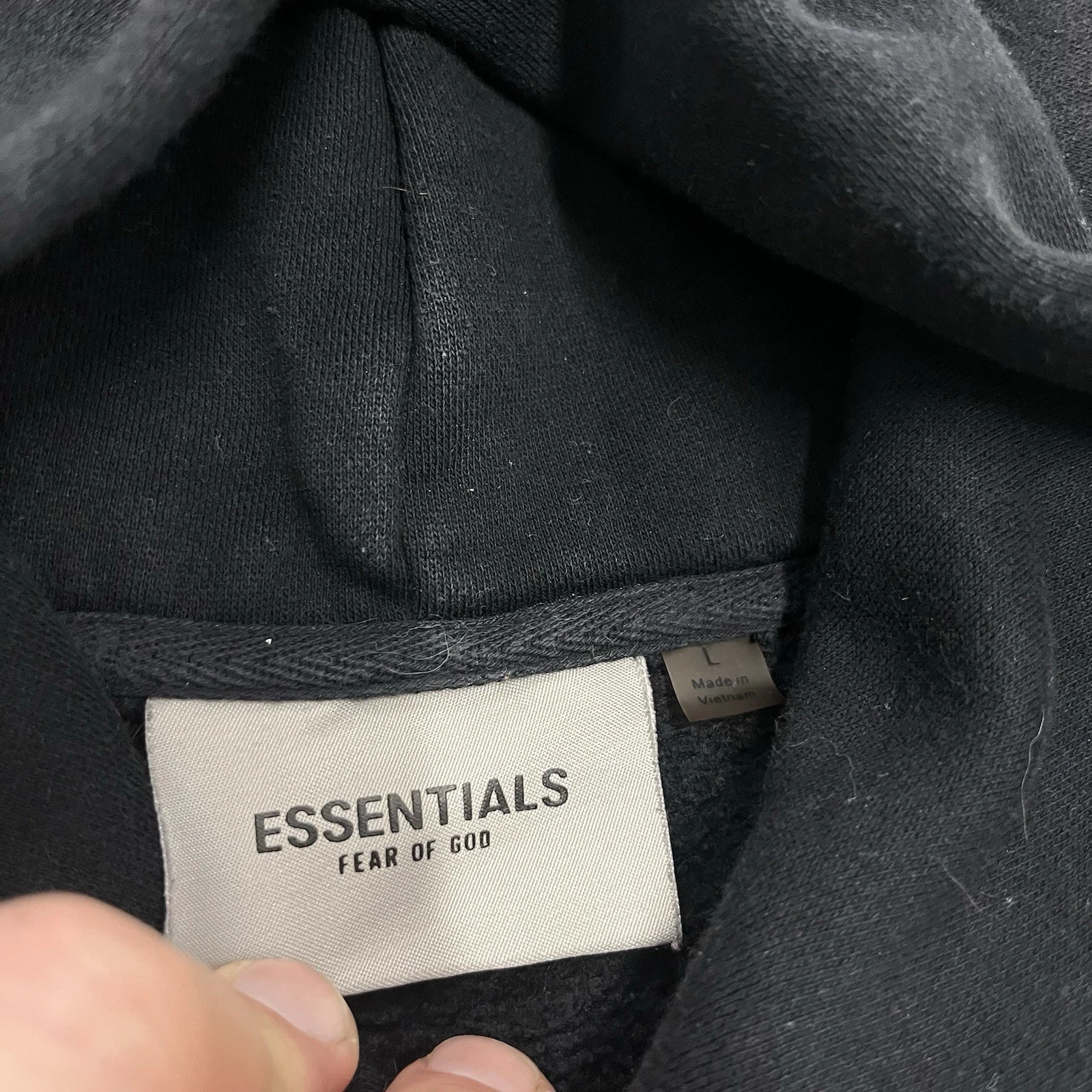 Felpa con cappuccio Essentials Fear Of God logo 3d taglia large nera