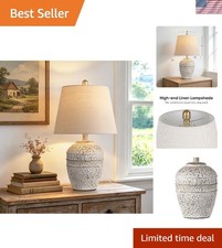 Rustic Farmhouse Ceramic Table Lamp for Living Room Bedroom, Modern Bedside L...