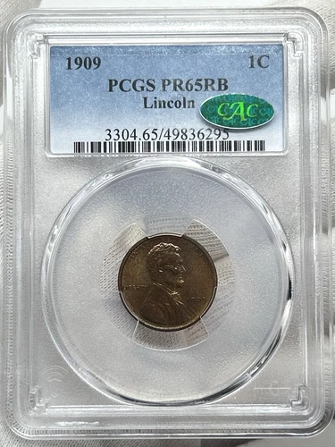 RARE 1909-P Lincoln Wheat Penny PCGS PR65 RB CAC PROOF 1c One Cent US Coin