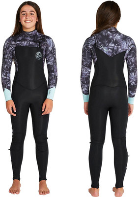 Oneill Girls Bahia Chest Zip Full 4mm 3mm Black Hanalei (96437)