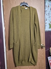 Vila Olive Green Open Front Oversized Knit Cardigan With Pockets Size XS!