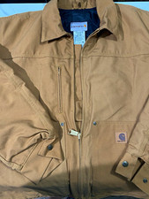 Carhartt Brown Lined Full Zip Work Jacket Coat Men s LG Short Regular Fit