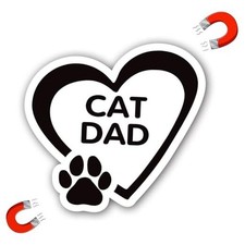 Cat Dad Black Pawprint Magnet Decals - 5x5 Inch - Heavy-Duty Automotive Magnet