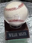 Vintage 2001 Willie Mays Autographed Signed Baseball With Display Case