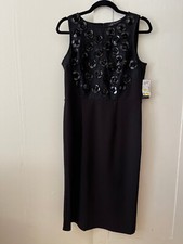 NWT Badgley Mischka STUDIO Black Dress Sequin Dress Sz M Evening Formal Party