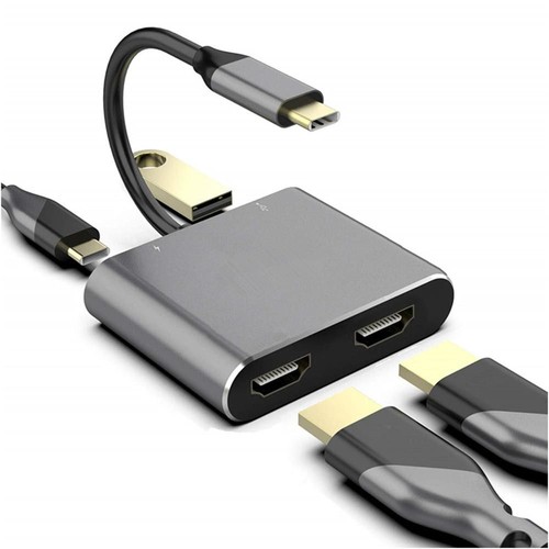 Type-C to Dual HDMI USB C Hub Adapter 4 in 1 Docking Station For Laptop Phone PC - Picture 2 of 12
