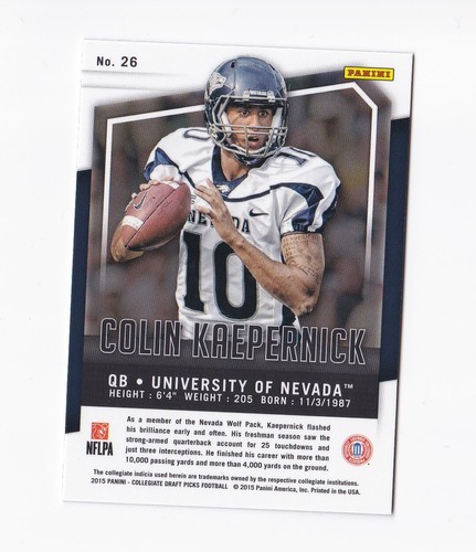 Selecciones del draft Panini Prizm #26 2015 Colin Kaepernick San Francisco 49ers Nevada - Imagen 2 de 2