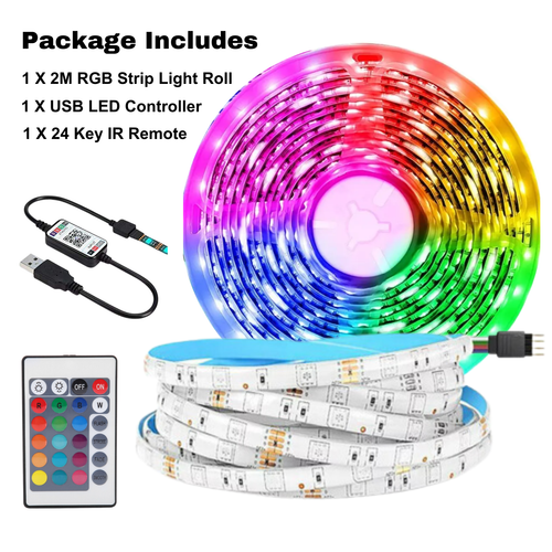 5V Bluetooth USB RGB LED Strip Lights IP65 Waterproof 5050 2M 5M 60 LEDs Remote - Picture 8 of 34