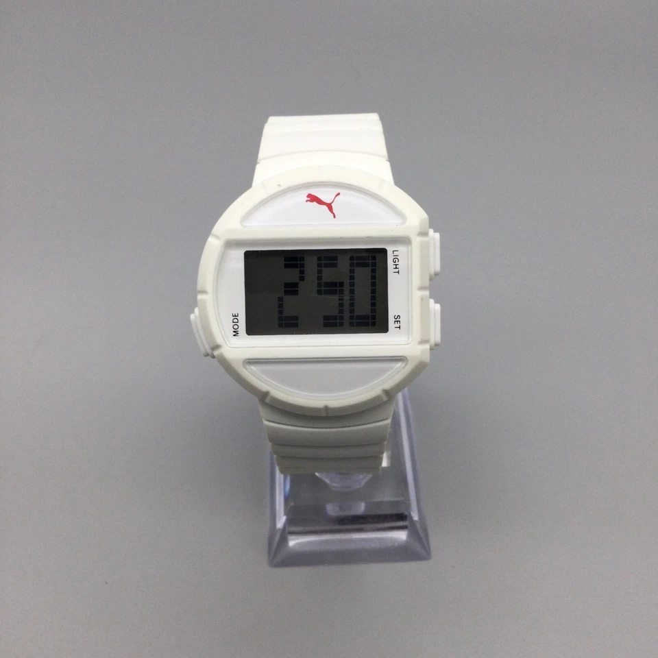 Reloj Digital Puma Unisex 36mm Blanco 50M Banda Silicona Batería Nueva Foto 2 de 4
