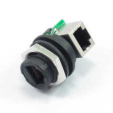 Cat 6 RJ45 Female Shielded Industrial Panel Mount Bulkhead Coupler with Dust Cap