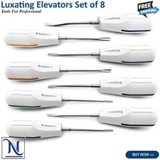 8 Pcs white Dental Root Elevators Oral Surgery PDL Luxating Tooth loosening