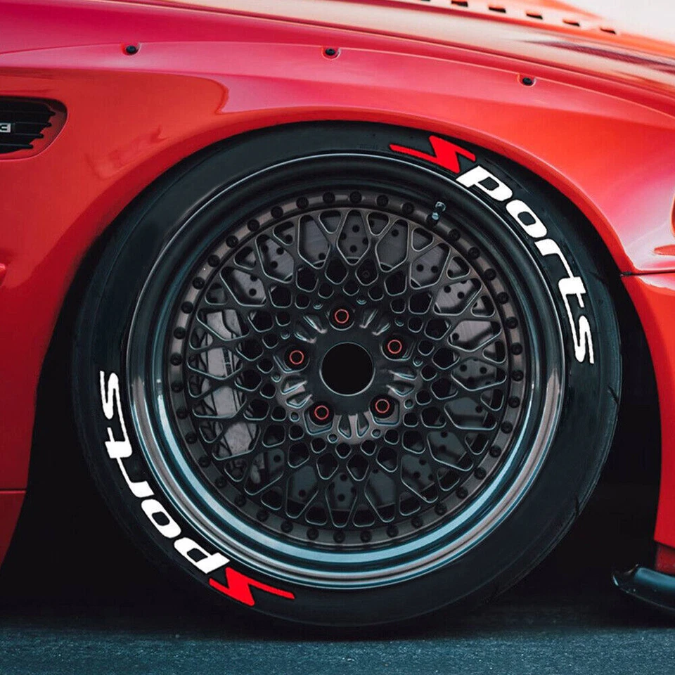 8pcs Sports Letters Car 3D Tire Wheel Sticker Waterproof PVC Decals Permanent - Image 2 of 4