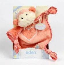 NWT Eden Sherberts Teething Blankie Monkey Orange Peach Heart Security Blanket